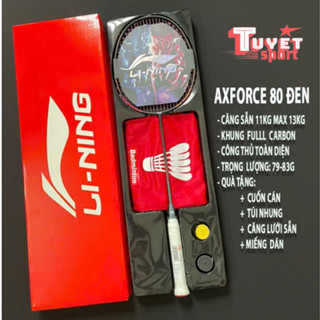  Vợt Cầu Lông Axforce 80 Đen Full Hộp Khung carbon kèm cuốn cán túi đựng vợt căng 10kg max 13kg 