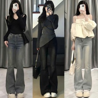  Quân bò jean nữ ống loe LUNA Cạp Cao Đứng Co Giãn 4 chiều Màu RETRO quần jean bò loe đen dài nữ cạp cao cực tôn dáng 
