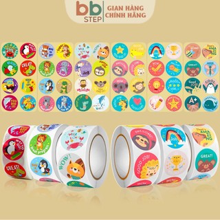  Sticker Khen Thưởng Học Tập Cho Bé Yêu Với Nhiều Họa Tiết Kèm Slogan Sinh Động  Cuộn 500 Sticker  BBSTEP – AST010 