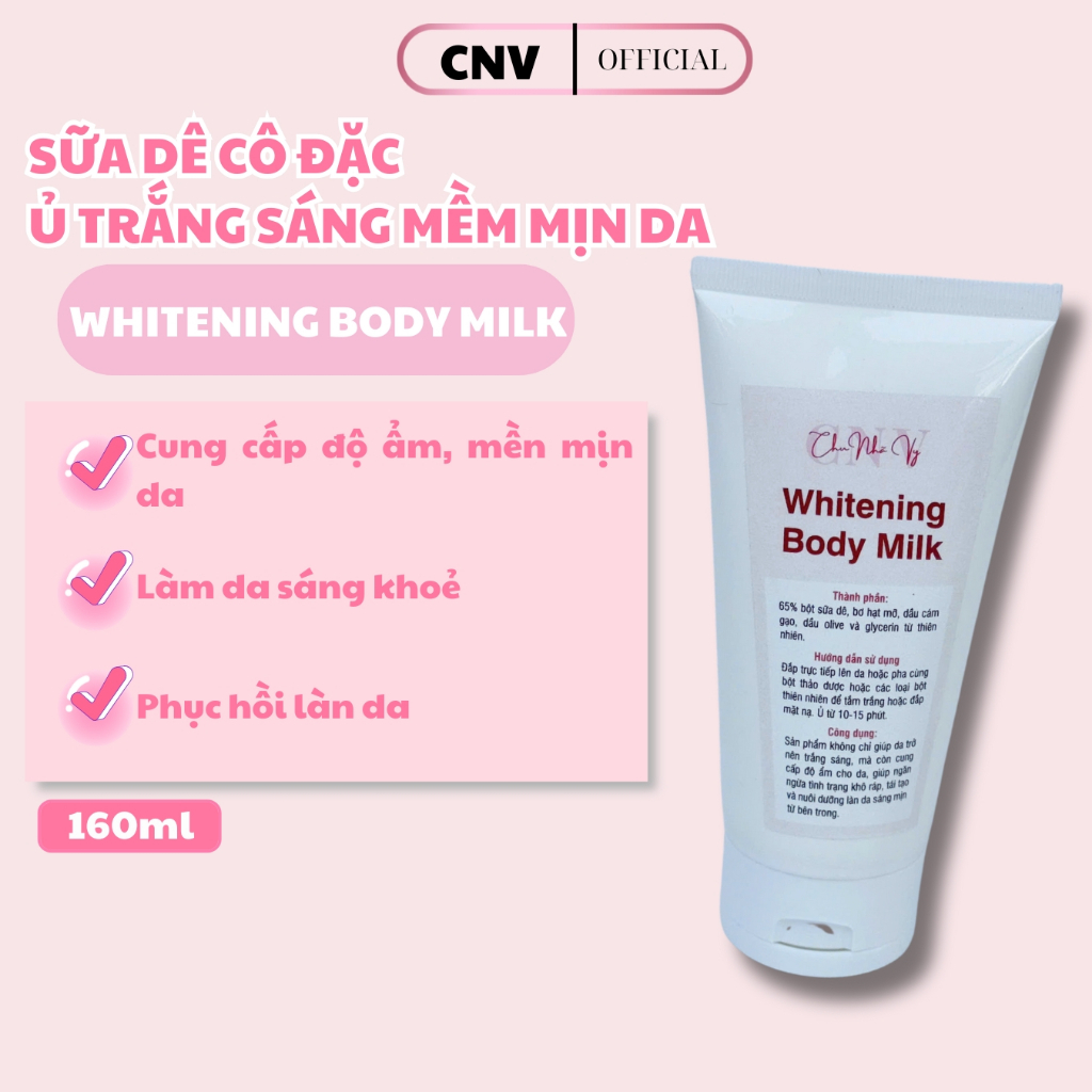 KEM SỮA DÊ CÔ ĐẶC Ủ TRẮNG SÁNG, DƯỠNG ẨM, MỀM MỊN LÀN DA CHU NHÃ VY SKINCARE.