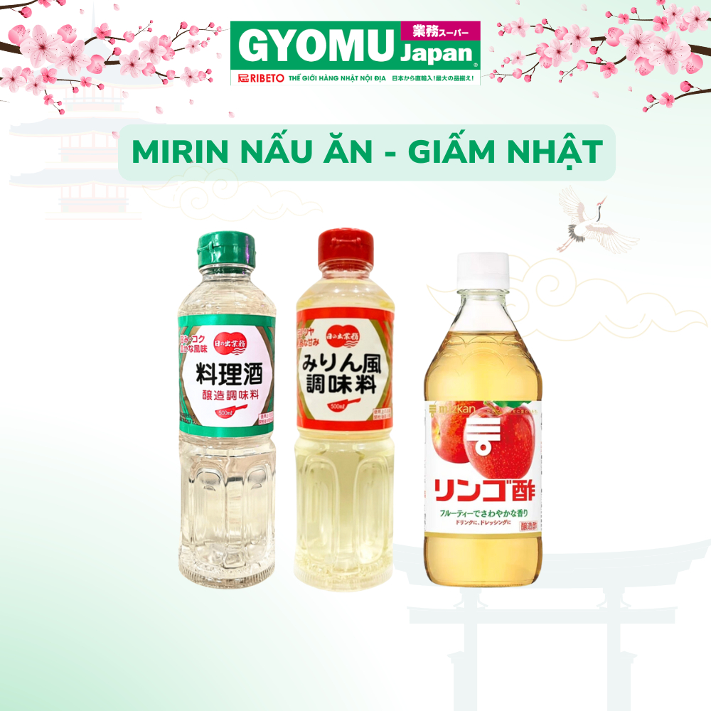  Giấm làm sushi Rượu nấu ăn mirin Giấm hoa quả giấm gạo giấm thực vật Nhật Bản 500ml- Gyomu Japan 