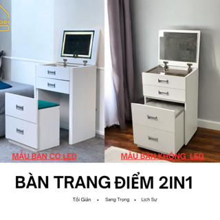 [ ĐẪ RÁP SẴN ] BÀN TRANG ĐIỂM 2IN1 CÓ GƯƠNG -GHẾ NGỒI CÓ THẾ LÀM TỦ ĐẦU GIƯỜNG