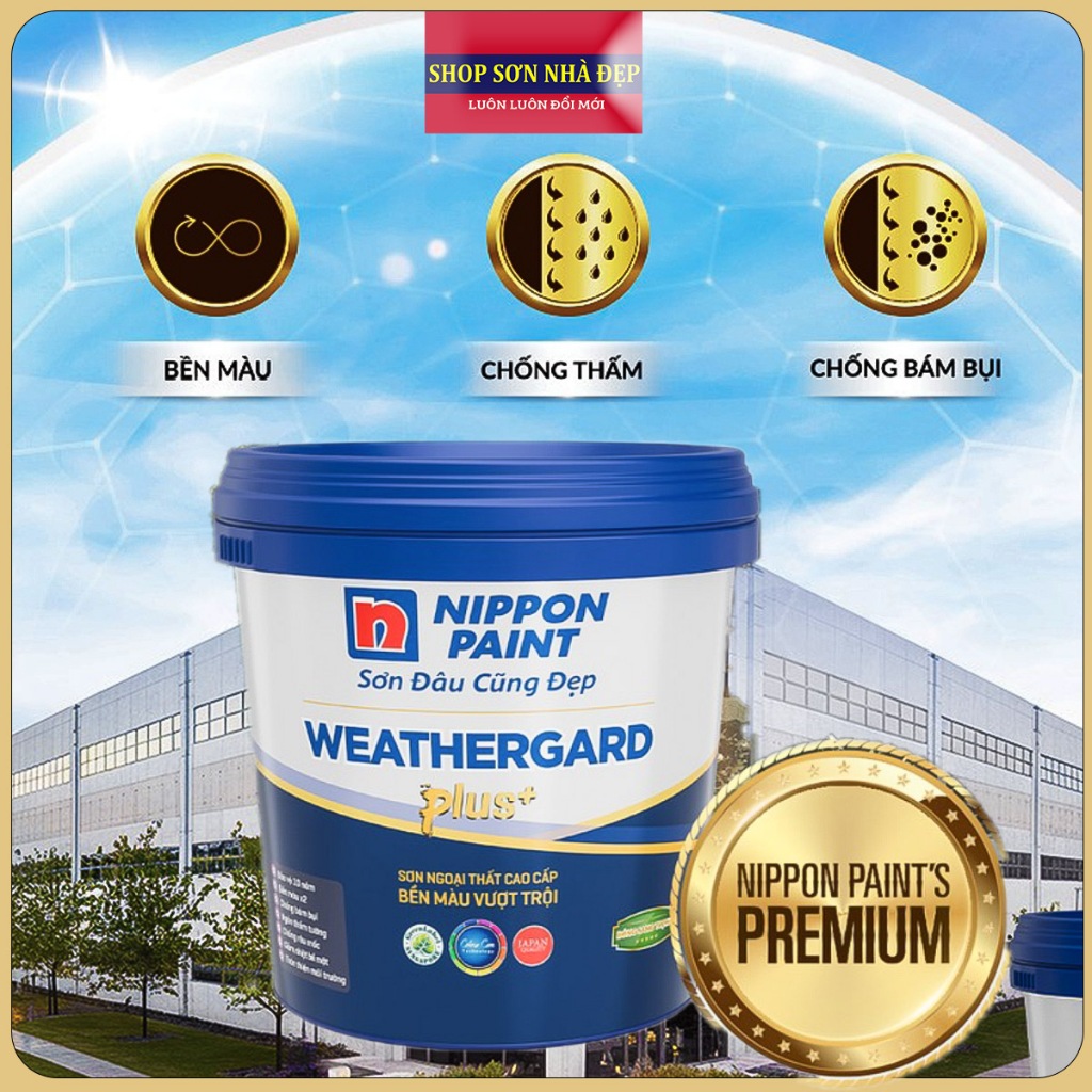 Sơn nước ngoài trời - Chống thấm-Chống bong tróc-Nippon WeatherGard Plus- 15 Lít