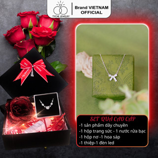  Dây chuyền bạc nữ Tyche Bow1 nạm đá ,chốt khóa cao cấp trẻ trung phù hợp đeo đi học đi chơi,đi làm TYCHE JEWELRY 