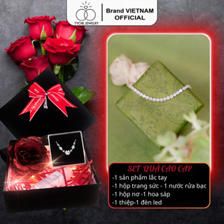  Lắc tay bạc nữ TYCHE STRAWBERRY đính đá cá tính  lấp lánh thiết kế dây rút điều chỉnh size Katarine 