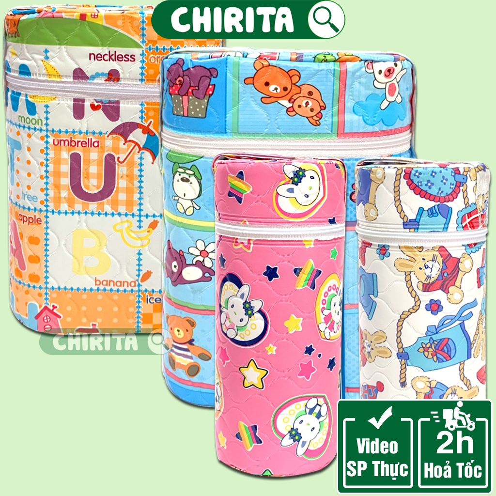 Bình Ủ Sữa 3 LỚP CỔ CAO 250 / 300 ML Cho Bé - Túi giữ nhiệt bình ủ nóng lạnh CHIRITA (giao màu ngẫu nhiên)