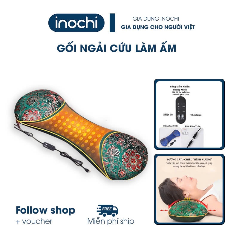 Gối Ngải Cứu Cắm Điện Làm ấm, Gối Massage Cổ Vai GáyThảo Dược Hương Thơm Thảo Mộc Tạo Cảm Giác Êm ái