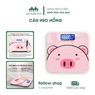 Cân Sức Khỏe Điện Tử Hình Heo Hồng Mặt Kính Cường Lực Chịu Tải Đến 180kg Độ Chính Xác Cao Tuyệt Đối Tặng Kèm Pin