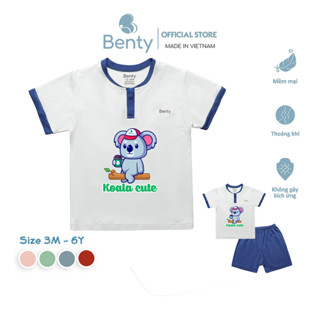Bộ cộc tay cổ trụ in hình gấu koala BENTY BT105 đồ trẻ em cao cấp, chất liệu mềm mịn, thoáng mát