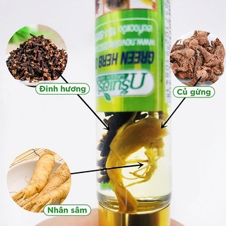 Dầu lăn nhân sâm Thái Lan Green Herb Oil 8ml, Dầu gió lăn Thái Lan thỏa dược bôi muỗi đốt, côn trùng cắn, giảm đau mỏi