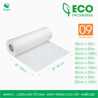  MHPxTC - Cuộn giấy tổ ong chống sốc - Nhiều size - Kraft trắng Cao Cấp - giấy gói hàng gói quà 