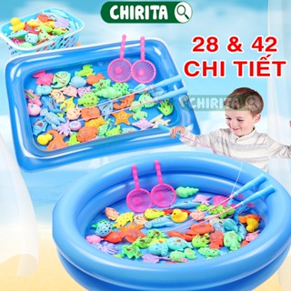 Đồ Chơi Câu Cá Cho Bé Nam Châm 42 Chi Tiết Có Bể Phao Tặng Đồ Bơm - Bộ Câu Cá Đồ Chơi Cho Bé Chirita