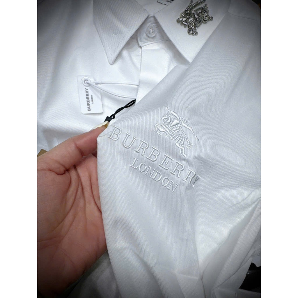 Áo Sơ Mi Burberry london Trắng Phối LoGo