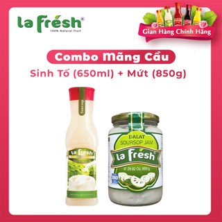 [ Tặng poster dán ] Combo Sinh Tố Mãng Cầu 650ML + Mứt 850Gram Lafresh Đà Lạt