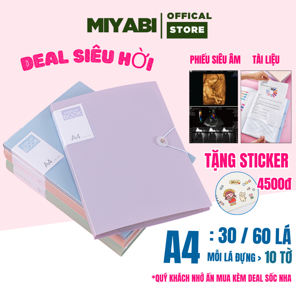 Túi đựng tài liệu a4 30/60 lá sổ đựng giấy khám thai , file đựng tài liệu a4 , file lá - MIYABI