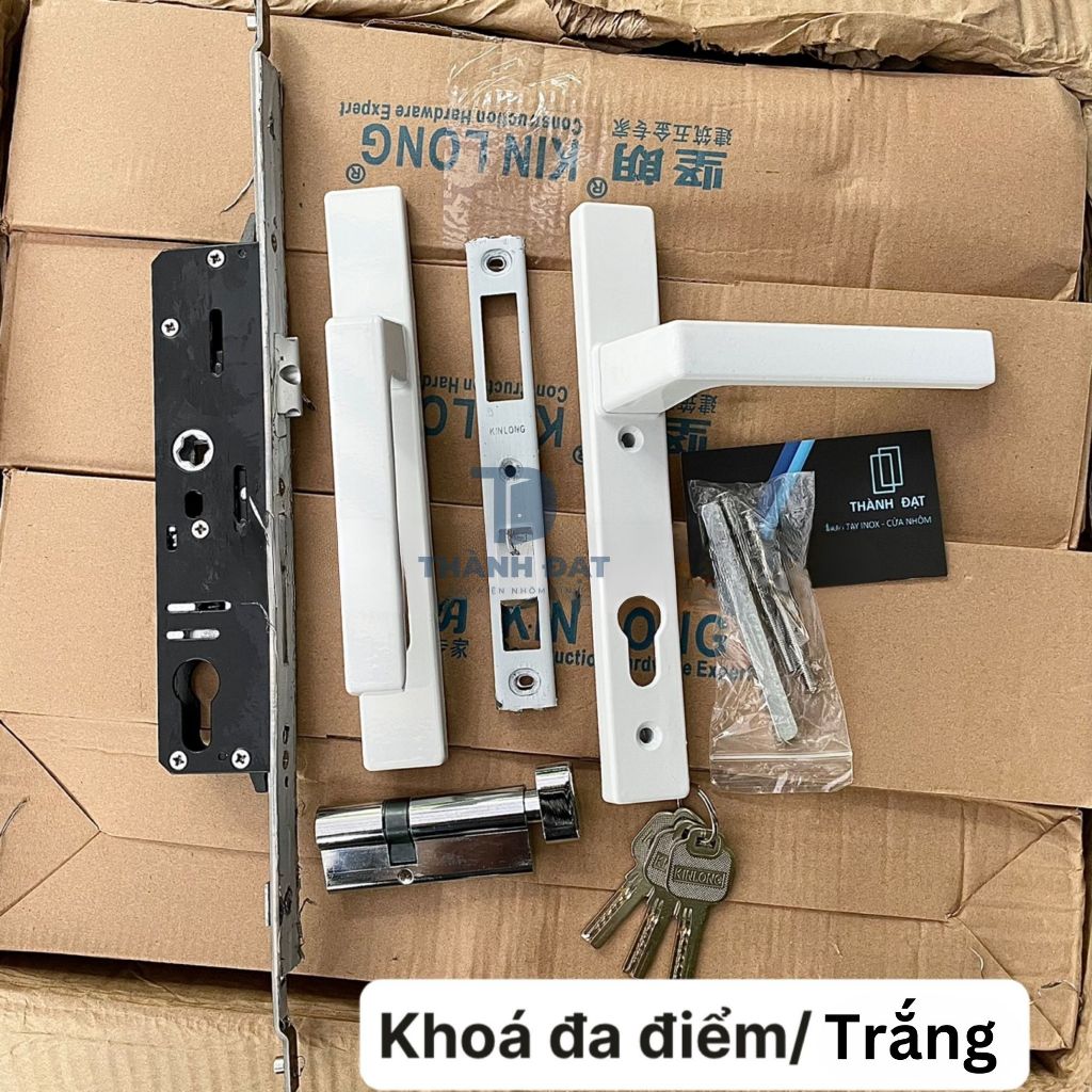 [Trọn bộ] Khóa cửa Kinlong ĐA ĐIỂM (Chọn màu Trắng, Đen, Xám)