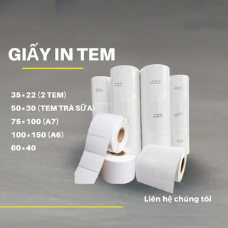 Giấy in tem nhiệt A7 75x100mm có sẵn keo – In mã vận đơn TMĐT – Cuộn 300 tem / Tệp 500 tem