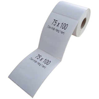 Giấy in tem nhiệt A7 75x100mm có sẵn keo – In mã vận đơn TMĐT – Cuộn 300 tem / Tệp 500 tem