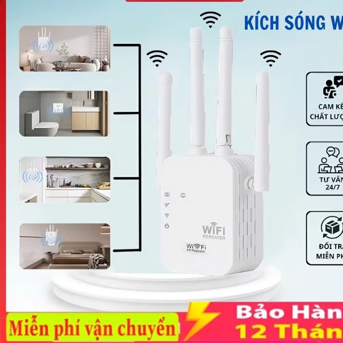 Kích sóng wifi 6 râu sóng mạnh tốc độ 300mbps hút wifi phát xuyên tường kết nối xa