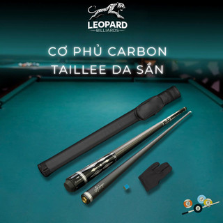  Cơ bida lỗ lip 3C TAILLEE DA SẦN - Ngọn phủ carbon chống cong vênh - Tẩy 7 màu - Leopard Billiards 