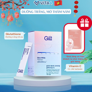 Bột ngậm trắng da Glutathione C ngậm dưới lưỡi GILAA giúp mờ sạm nám, tăng đàn hồi 30 gói