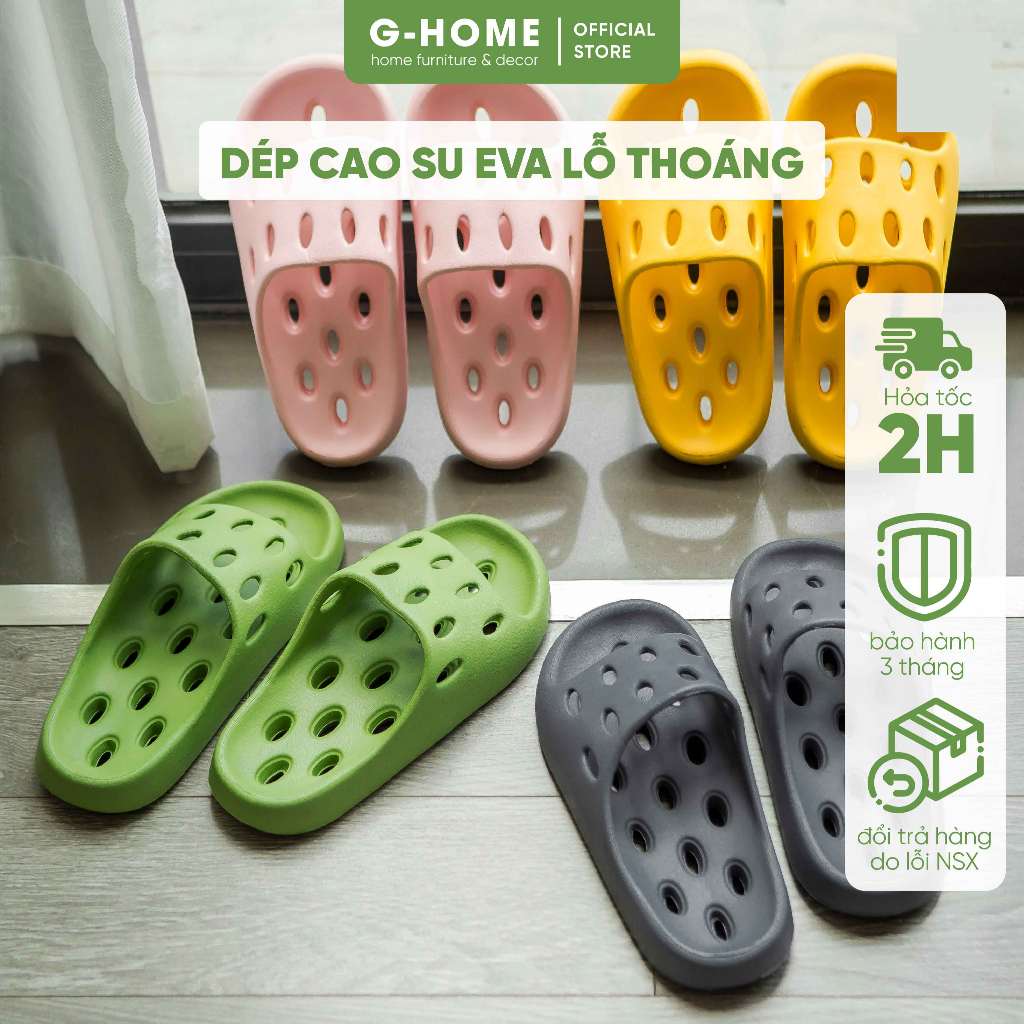 Dép đi trong nhà tắm văn phòng Ghome đi mưa cao su Eva siêu nhẹ mềm nhẹ chống trơn trượt DEP2601
