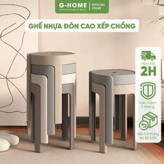 Ghế nhựa cao xếp gọn Ghome ghế đôn tròn Ghế đẩu cao chắc chắn sang trọng tiện lợi GHE24M3