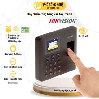  Máy chấm công vân tay Hikvision DS-K1A802AMF  Phân loại chi tiết  có wifi Tiếng việt xuất Excel 