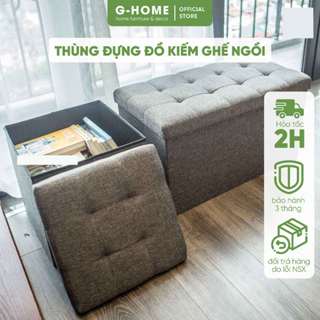 Ghế đựng đồ đa năng Ghome hộp đựng đồ kiêm sofa mini thùng đựng đồ kiêm ghế ngồi khung gỗ TV04