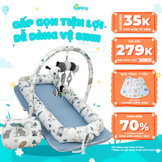 Đệm Ngủ Cho Bé Bafaby Gấp Gọn An Toàn Chống Giật Mình Cho Bé Ngủ Ngon Tặng Kèm Gối Chống Bẹp Đầu 358