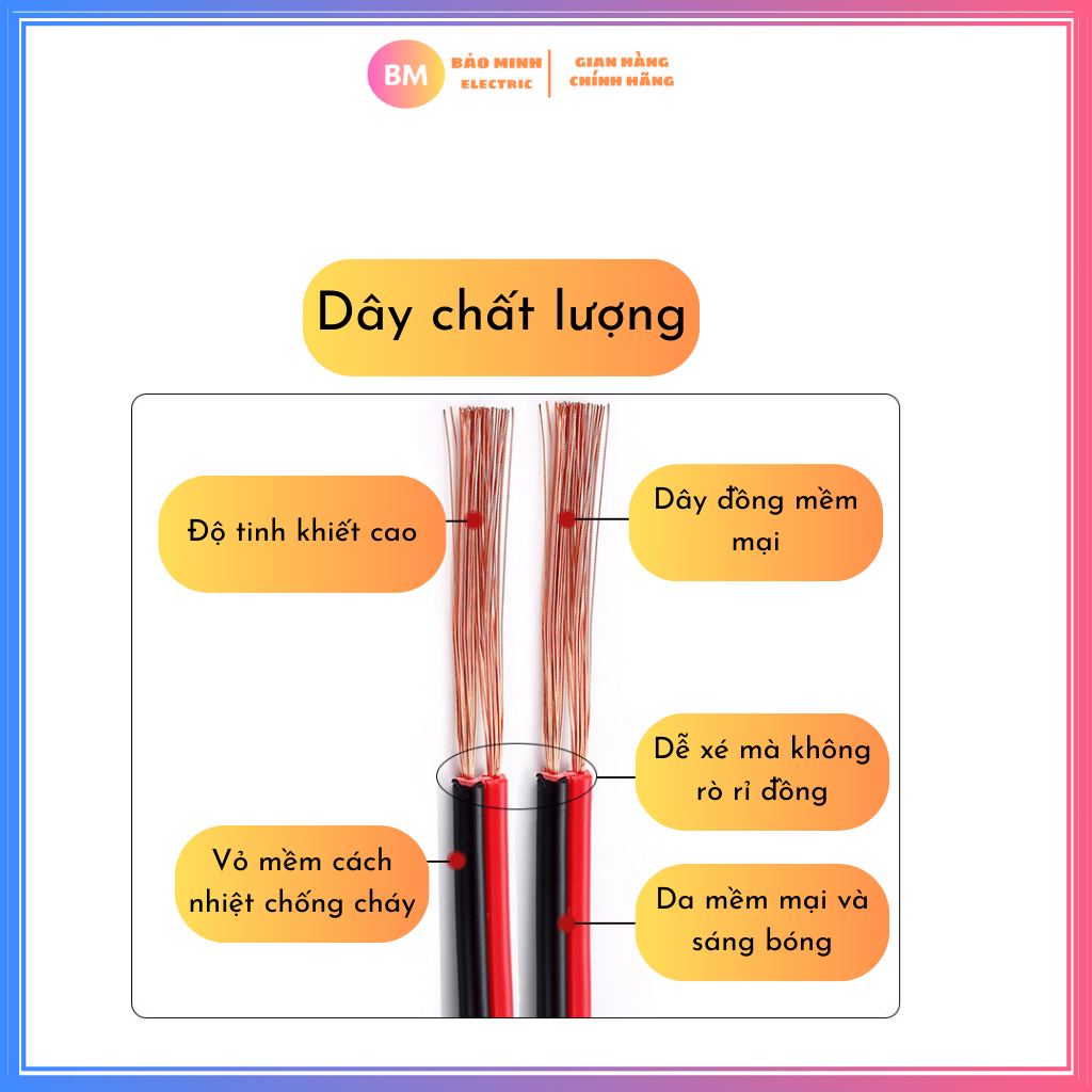 Dây loa loại đỏ đen 2 sợi 0.5mm dùng để nối loa cỡ nhỏ - Dây dẫn điện, dẫn tín hiệu màu đỏ đen