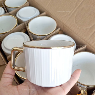 Cốc sứ ly sứ viền vàng decor