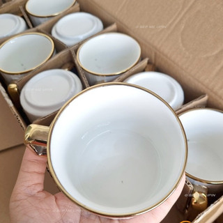 Cốc sứ ly sứ viền vàng decor