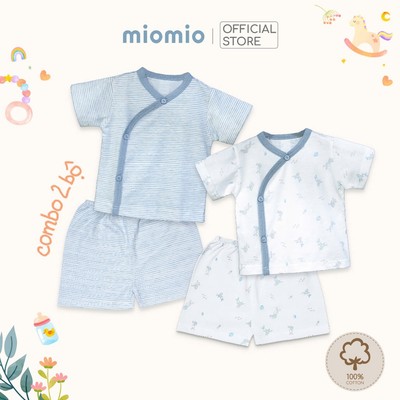 Combo 2 Bộ Quần Áo  Mùa Hè Cộc Cài Lệch Sơ Sinh MIOMIO Cho Bé Trai, Bé Gái (Từ 0 - 24 Tháng), Vải Cotton