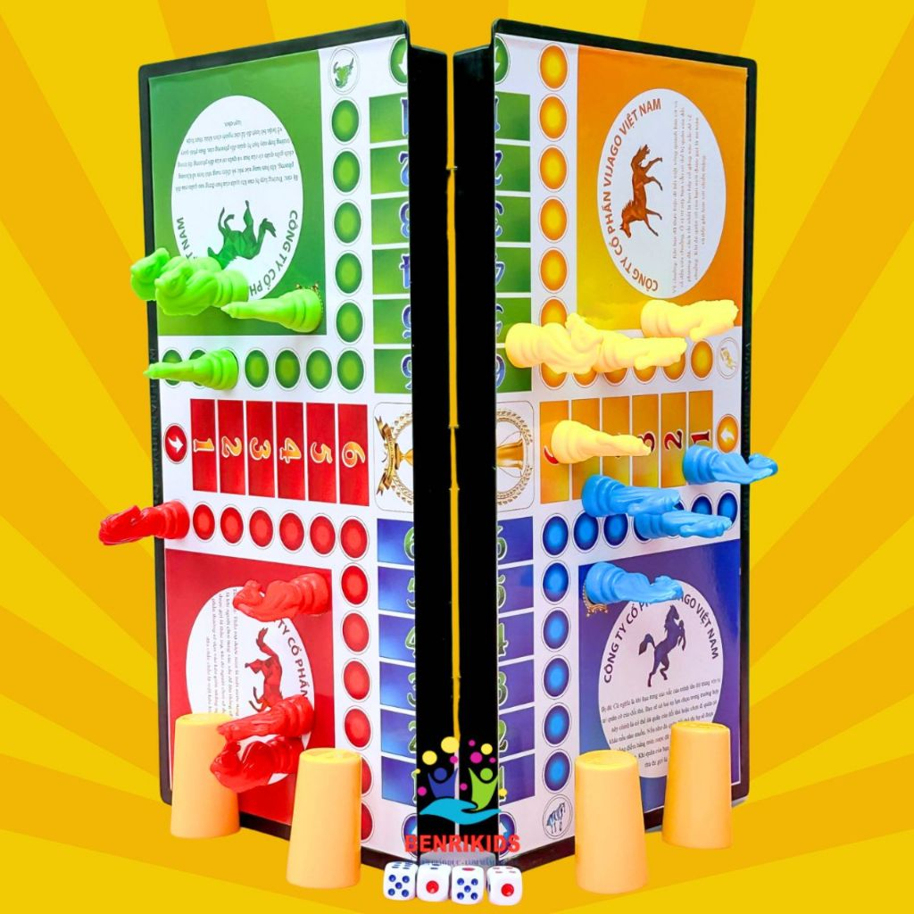 Cờ Cá Ngựa Nam Châm, Hộp Nhựa Cứng Có Thể Gấp Gọn, Đồ Chơi Board Game Cờ Đua Ngựa, Bộ Cá Ngựa