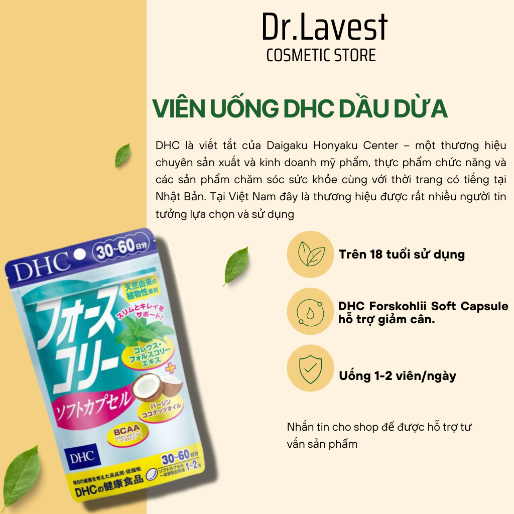 Viên Uống Giảm Cân DHC Bổ Sung Dầu Dừa Nhật Bản 30 Viên và 60 Viên