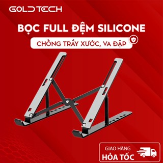 Giá đỡ LAPTOP, MACBOOK, IPAD GOLDTECH N4 bằng nhôm có thể điều chỉnh được độ cao, đế tản nhiệt kê laptop