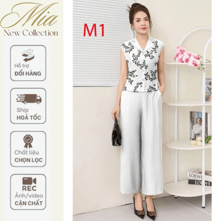 Ms07 Bộ đồ nữ thời trang sát cánh thanh lịch tôn dáng, chất liệu đũi tơ mềm mịn thoáng mát, thiết kế đơn giản tinh tế