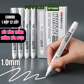  COMBO Hộp 12 cây bút lông dầu màu trắng không xóa được  bút đánh dấu nhanh khô - bút lông dầu rẻ 