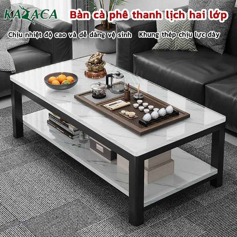 KAZACA Ghế sofa phòng khách bàn trà bàn cà phê mặt bàn gỗ hoa văn đá cẩm thạch đơn giản và đẹp