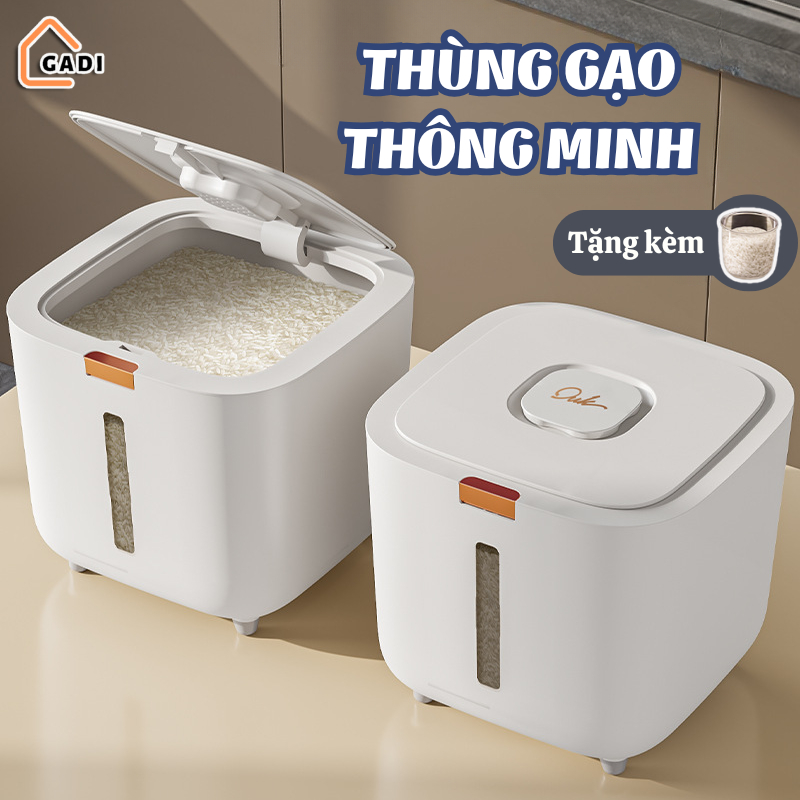 Thùng Đựng Gạo Thông Minh 5kg 10kg – Chống Côn Trùng, Chống Ẩm, Kín Nắp Tự Động