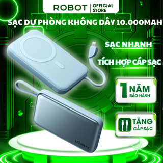 Combo Dây Cáp Sạc Và Sạc không dây 20W Từ Tính Nhỏ Gọn Tiện Lợi, Tích Hợp Cáp Sạc  - ROBOT VPB-W13