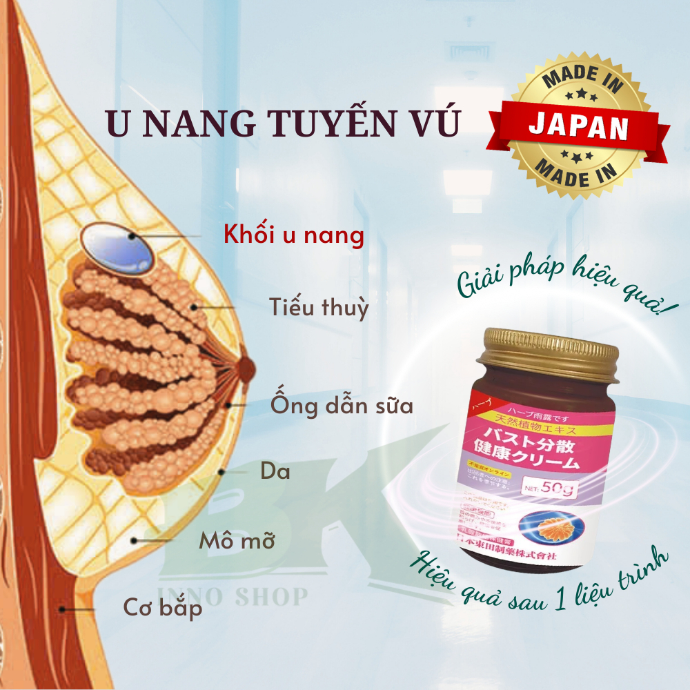 Kem Thảo Dược Tan U Nang Tuyến Vú SENJOKO Nhật Bản 50g - Giảm Đau U Vú, Thu Nhỏ U Nang Lành Tính, Tăng Tuần Hoàn Máu BK