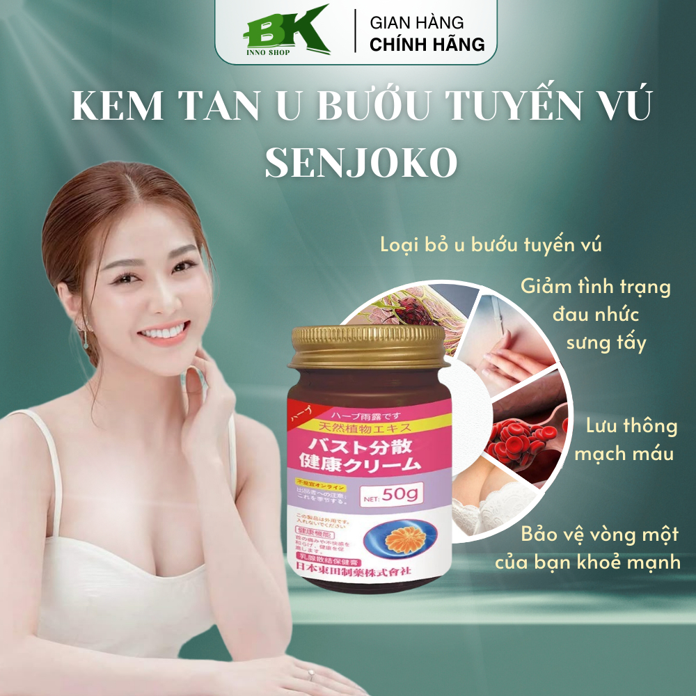 Kem Thảo Dược Tan U Nang Tuyến Vú SENJOKO Nhật Bản 50g - Giảm Đau U Vú, Thu Nhỏ U Nang Lành Tính, Tăng Tuần Hoàn Máu BK
