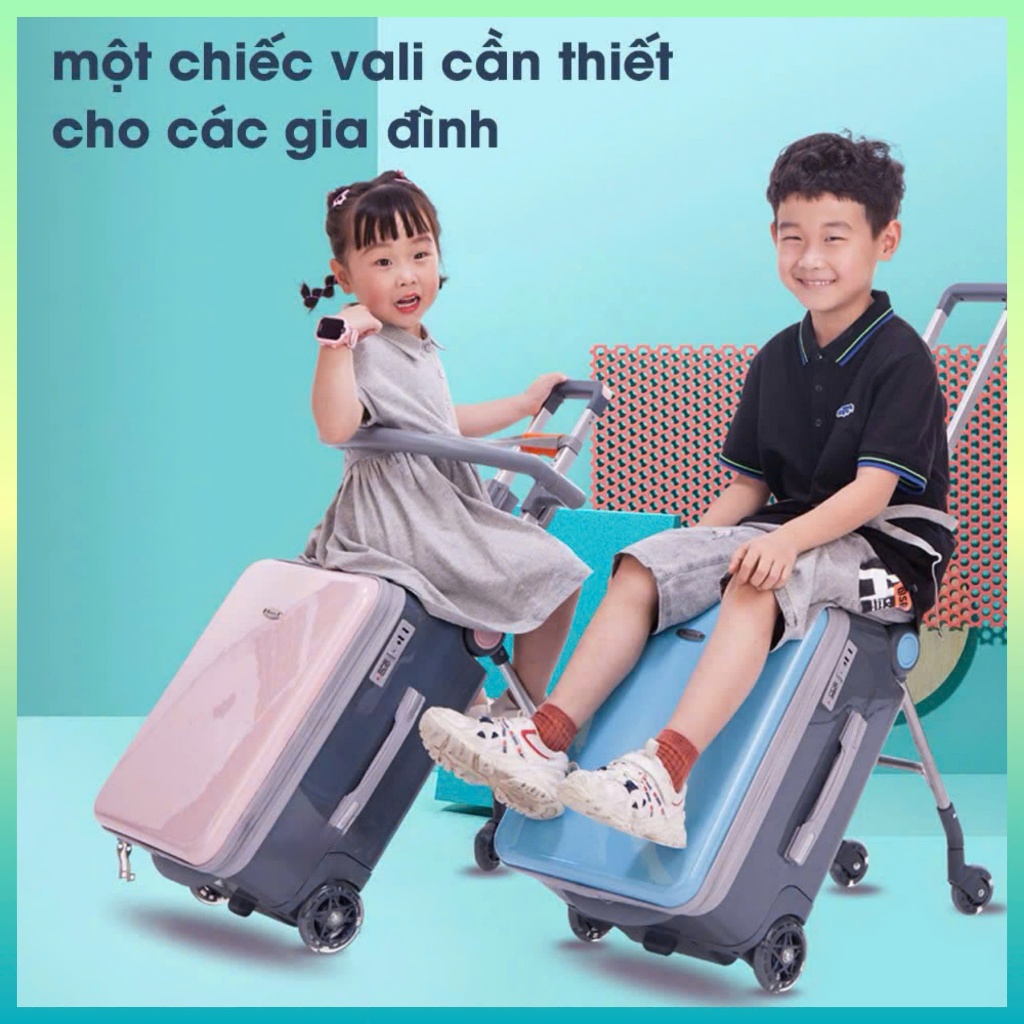 Vali du lịch kiêm xe đẩy tiện lợi 20inch siêu gọn Tháo rời tiện lợi.Tặng đệm ngồi đai bảo vệ sticker