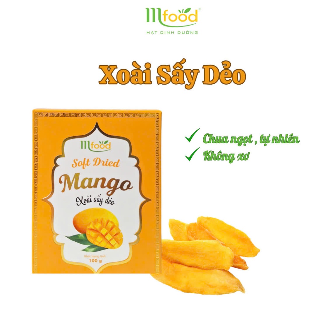XOÀI SẤY DẺO NGUYÊN VỊ MFOOD HỘP 100G