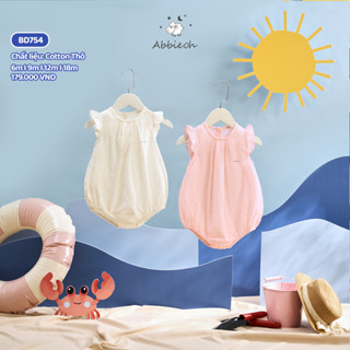 Bộ bodysuit sát nách bé gái ABBIEOH thô cotton bèo nhún dễ thương mùa hè BD775 BD780 BD773 BD754