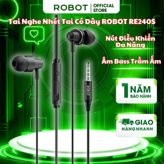 Tai nghe nhét tai có dây robot re240s cổng kết nối jack aux 3.5mm âm thanh sắc nét trung thực