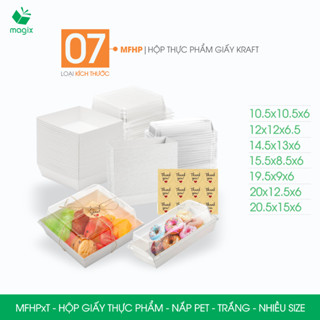  MFHPxT - Combo 25 hộp giấy nắp PET trắng đựng thực phẩm thức ăn mang đi hộp take away - Nhiều size 