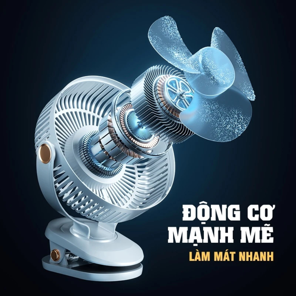 Quạt Kẹp Bàn Xoay 360 Độ Có Đèn Led -Quạt Tích Điện 5 Cấp Độ Gió Dung Lượng 10000 MHA  (DIDOOGLT) | BigBuy360 - bigbuy360.vn